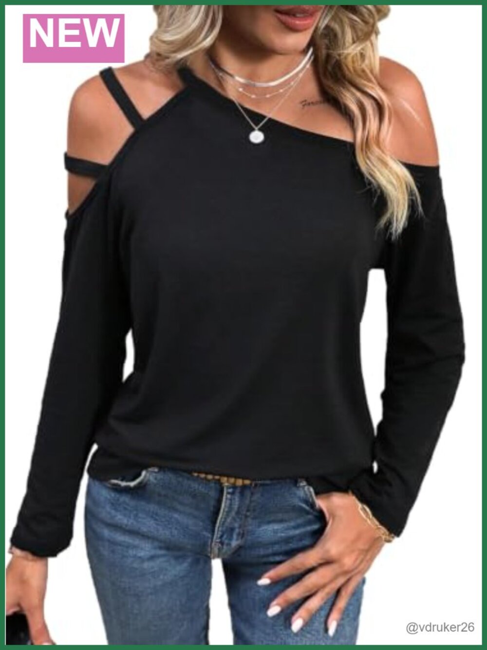 Women Asymmetrical Cold Shoulder Long Sleeve Top